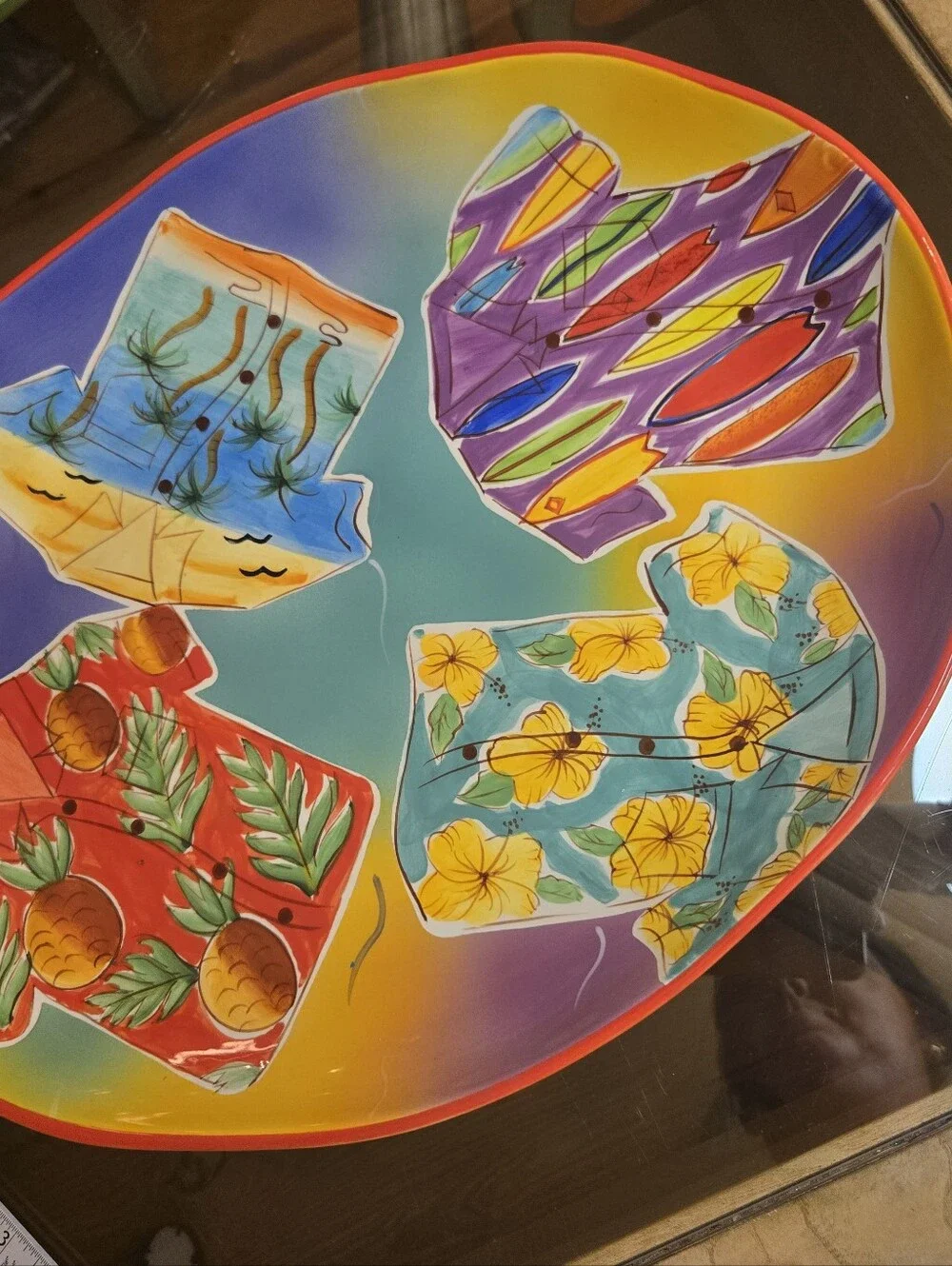 Clay Art Handpainted Hawaiian Shirt Tropical Chip And Dip Set